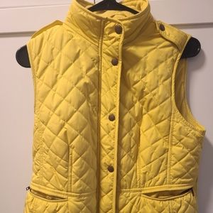 Yellow Talbots Quilted fleece lined puffer vest zip/snap Size PM